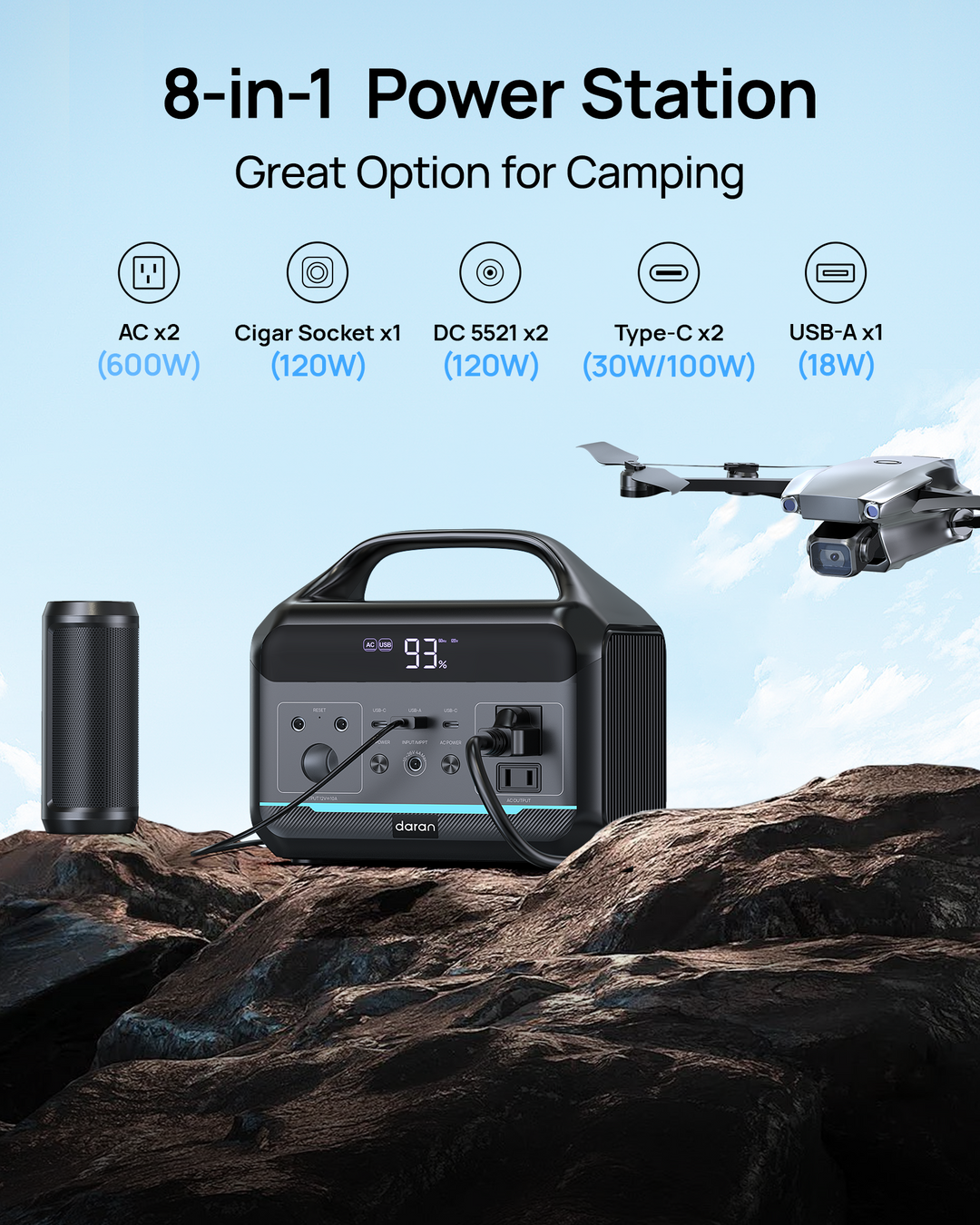 Daran NEOS Portable Power Station | 600W 288Wh – DaranEner Daran NEOS Portable Power Station | 600W 288Wh – DaranEner