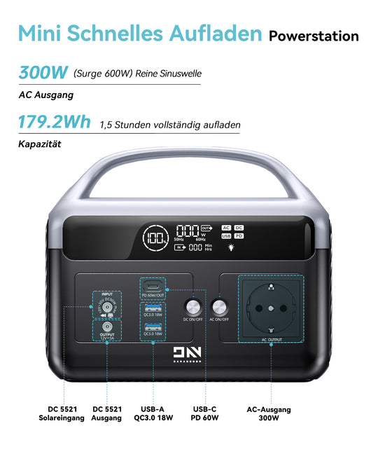 DaranEner NEOZ Portable Power Station | 300W 179.2Wh (EU Warehouse