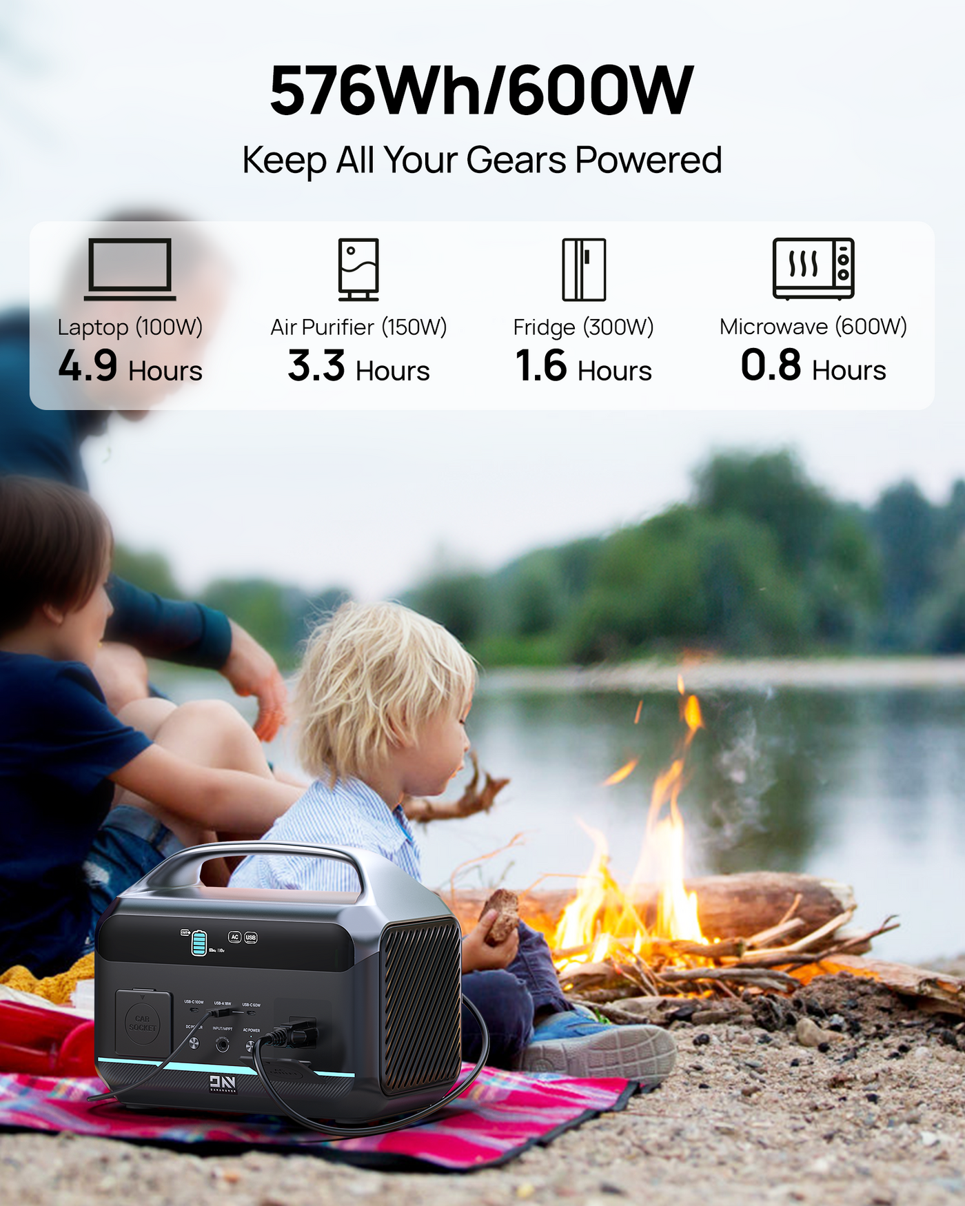 DaranEner NEO600 Portable Power Station | 600W (1200W Peak) 576Wh RE