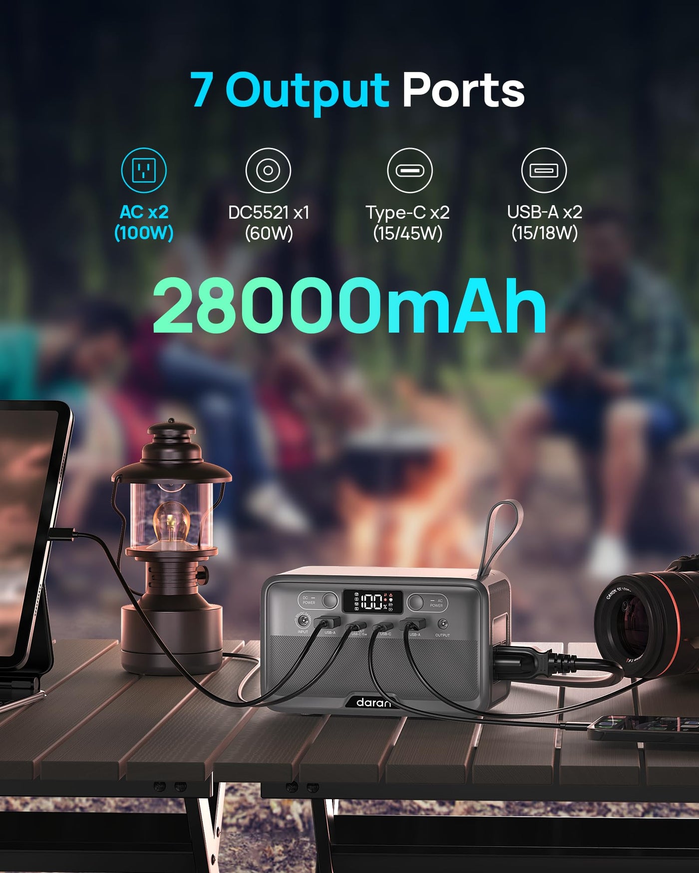 DaranEner R100 Portable Power Station | 100W 89.6Wh